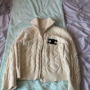 Celine Cream Cable Knit Cardigan